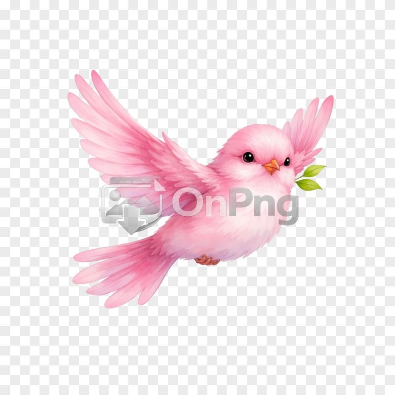 Cute Flying Pink Bird PNG