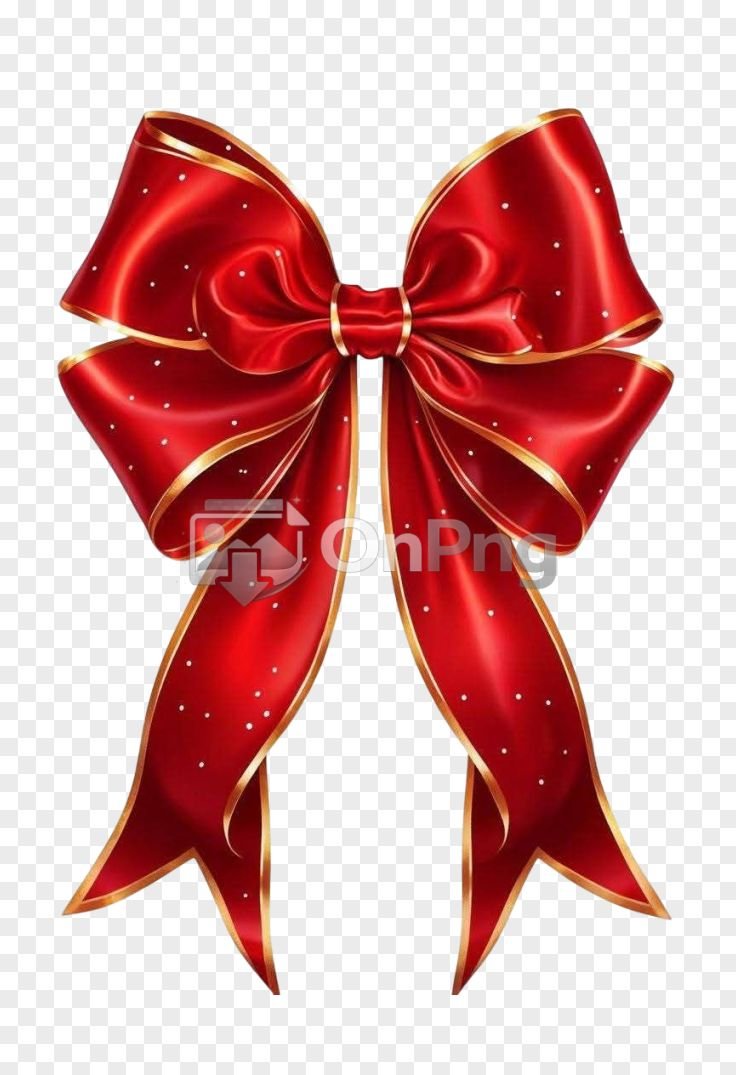Luxury Red Christmas Ribbon Bow PNG Transparent Background