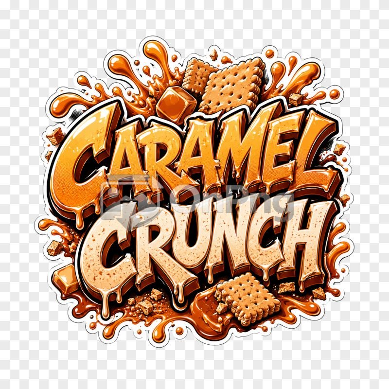 Caramel Crunch Sticker Graphic - Text Logo PNG