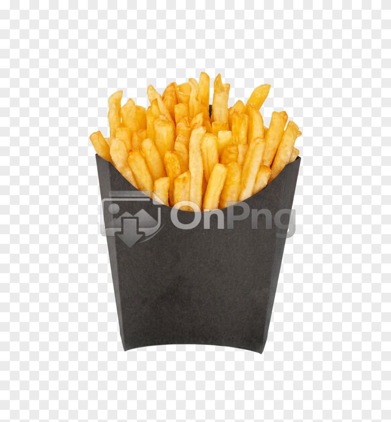 Crispy French Fries in Black Box PNG
