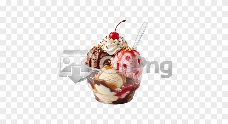 Delicious Ice Cream Sundae Cup Transparent Background