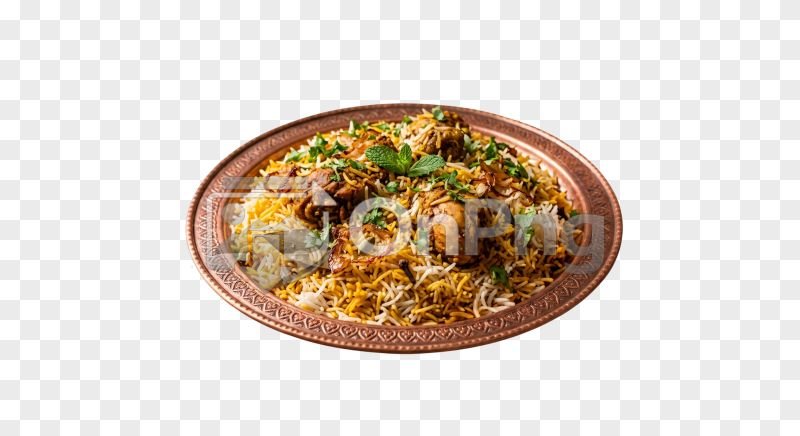 Spicy Chicken Biryani Plate PNG Transparent Background