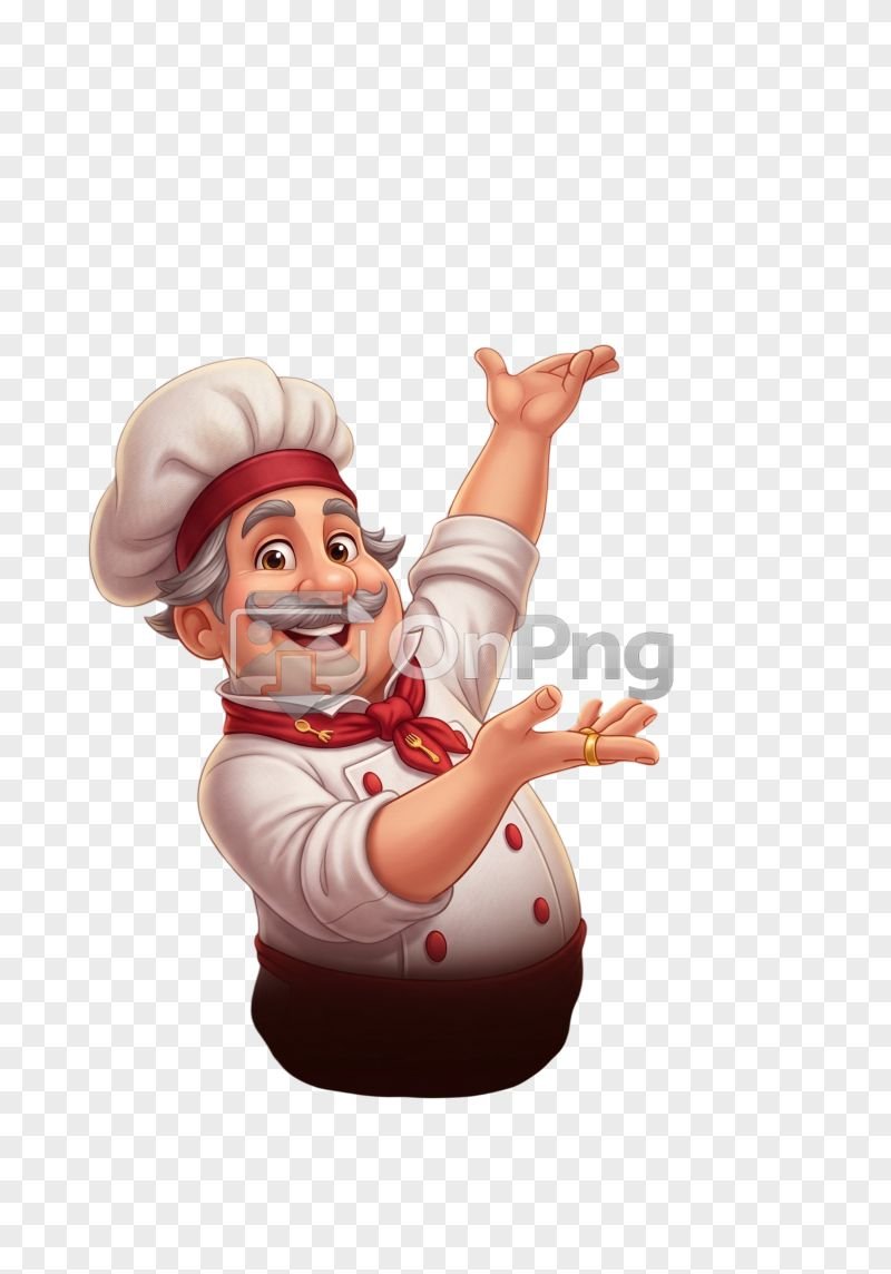 Friendly Cartoon Chef Mascot Presenting PNG