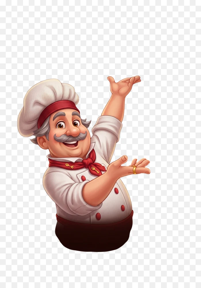 Friendly Cartoon Chef Mascot Presenting PNG  Transparent Background