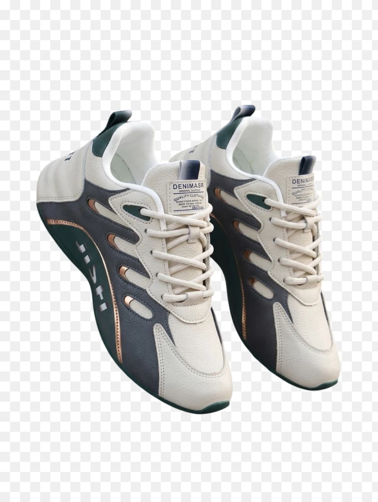 Denimnasr Men's Casual Leather Sneakers PNG  Transparent Background