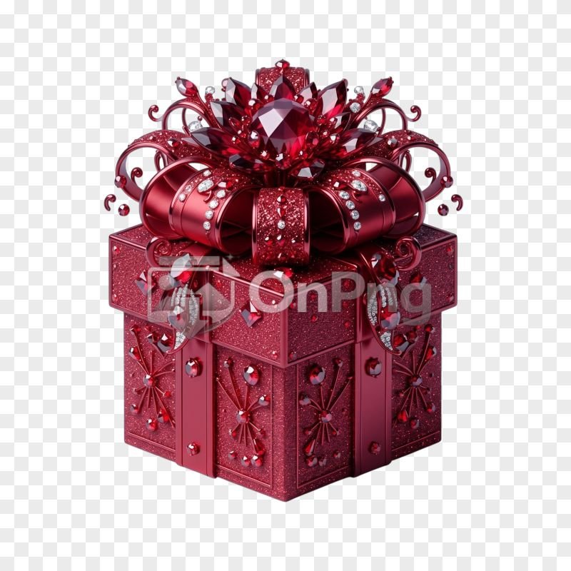 Red Jewel-Encrusted Luxury Gift Box PNG