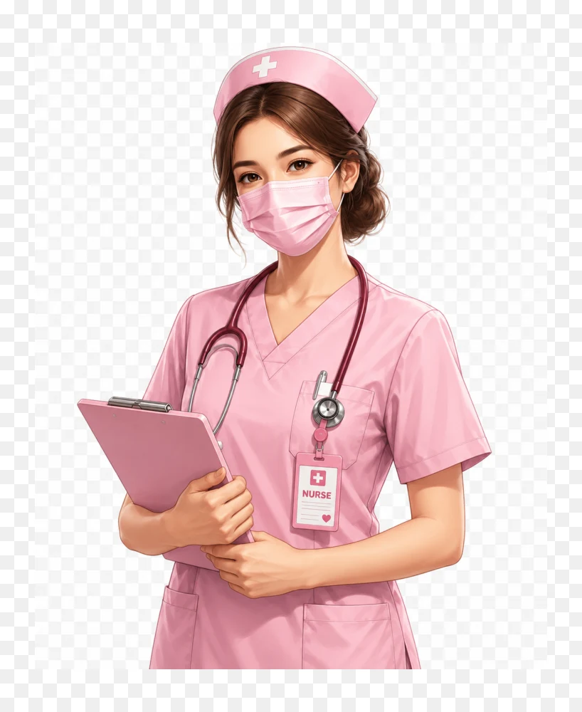 Female Nurse in Pink Uniform Clipart Transparent PNG  Transparent Background