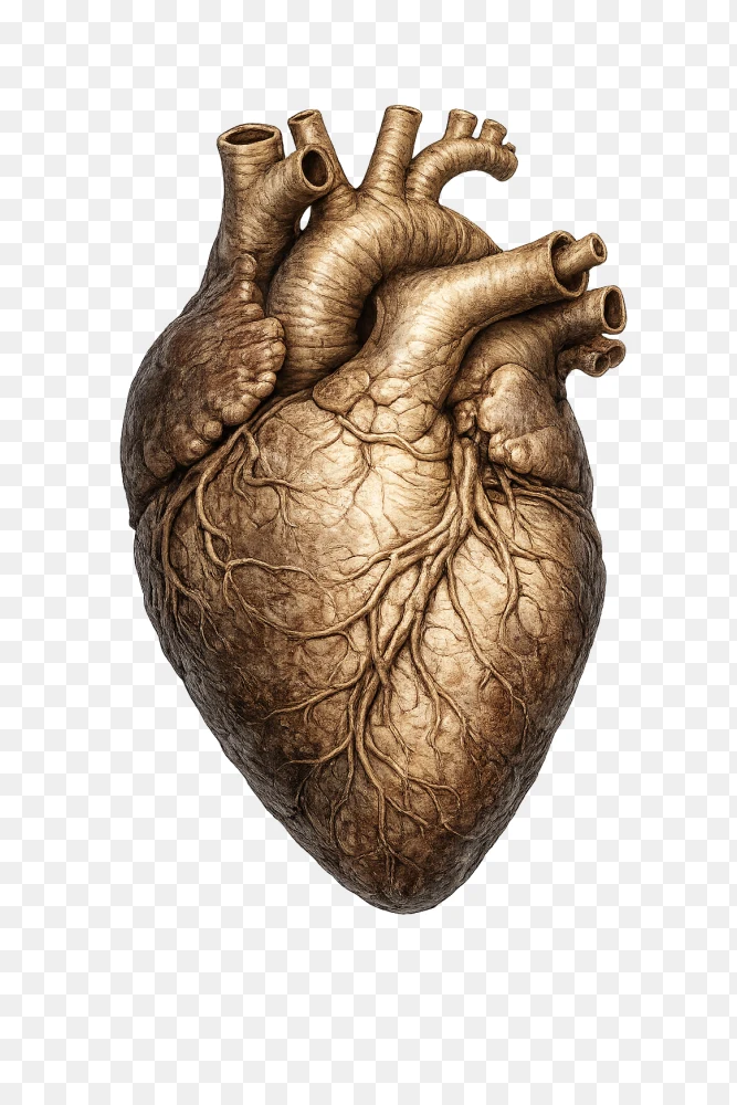 Vintage Anatomical Human Heart Model PNG  Transparent Background