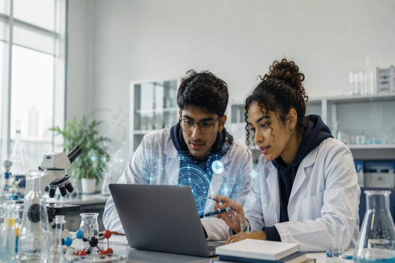 STEM Scientists Data Visualization Laboratory Stock Photo