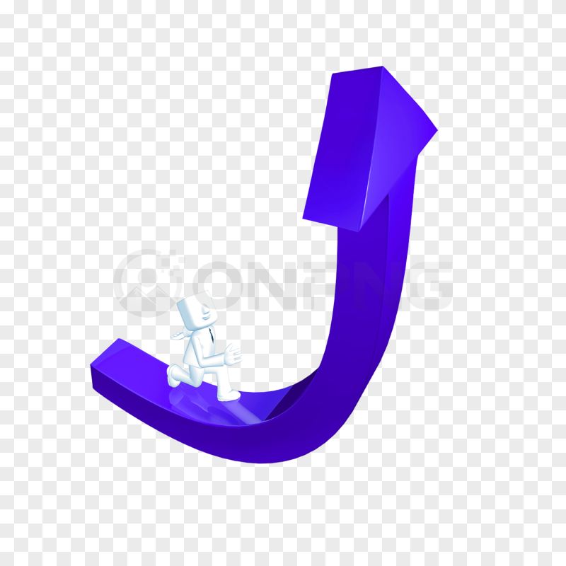 3D Arrow with Climbing Person PNG Transparent Background