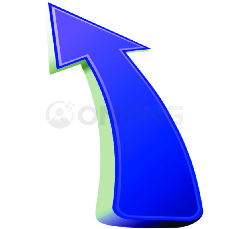 3D Blue and Green Curved Upward Arrow PNG