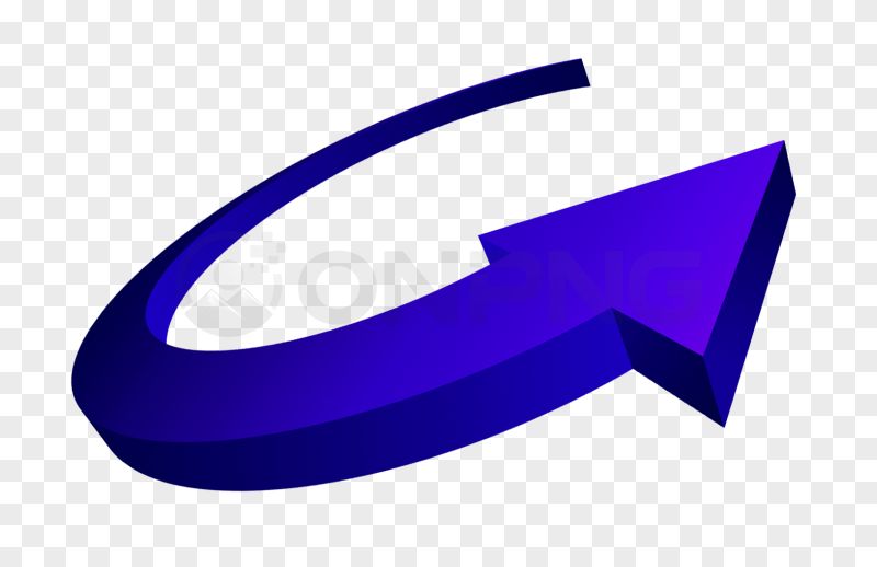 3D Blue Curved Circular Arrow PNG Transparent Background
