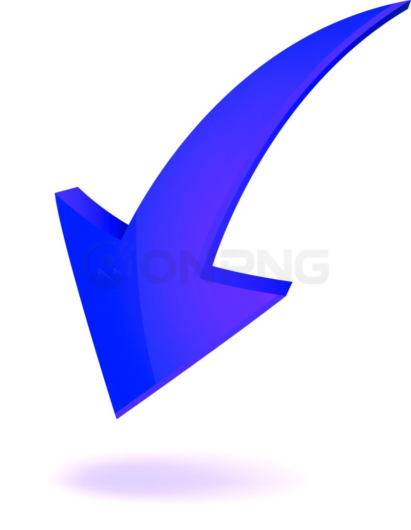 3D Blue Curved Downward Arrow PNG