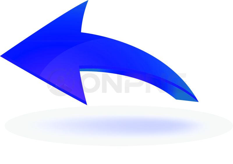 3D Blue Curved Left Arrow PNG
