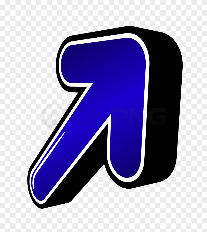 3D Blue Upward Right Arrow with Dark Shadow PNG