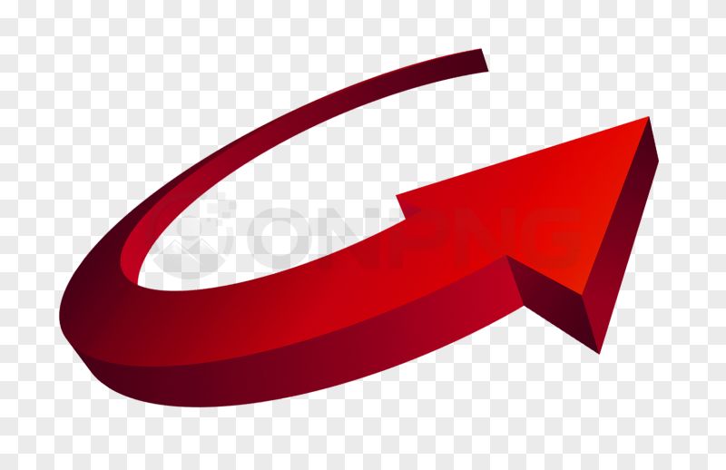 3D Dark Red Curved Rotating Arrow PNG