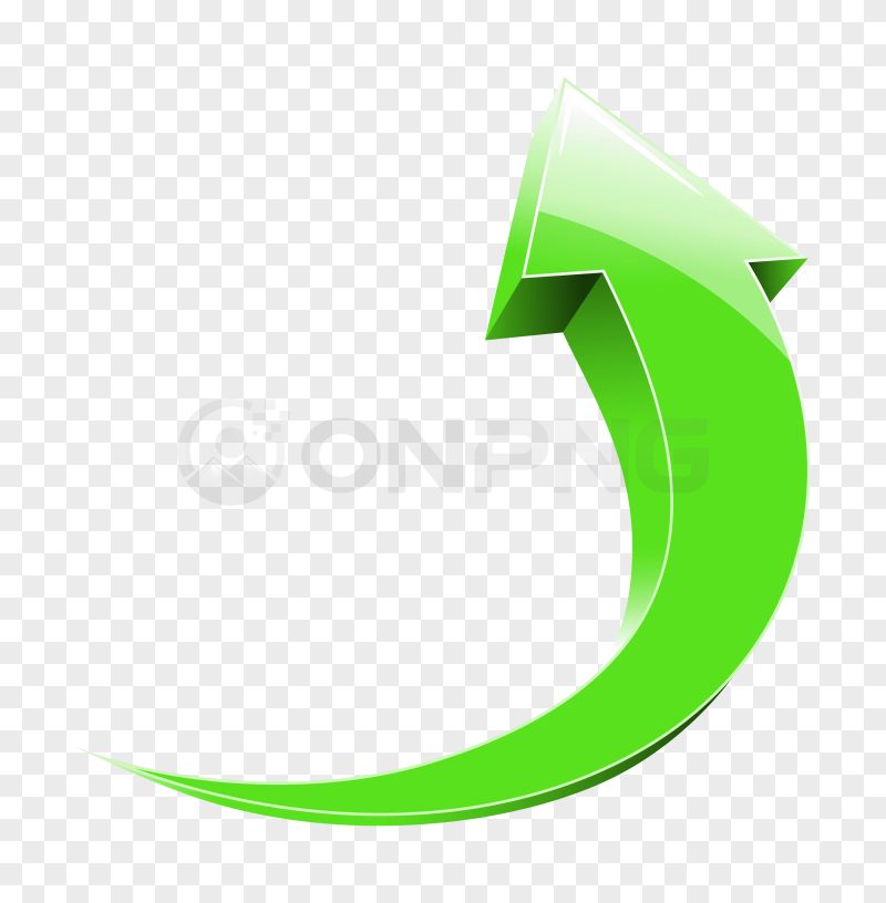 3D Glossy Green Sweeping Upward Arrow