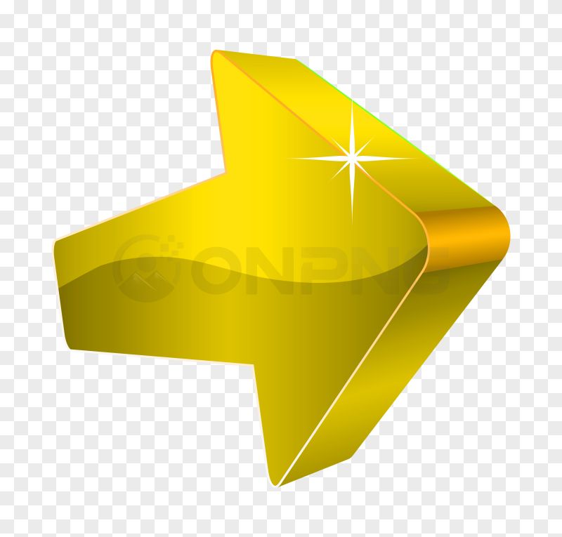 3D Golden Right Arrow PNG Transparent Background