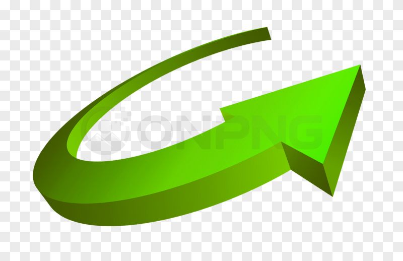 3D Green Circular Curved Right Arrow PNG Transparent Background