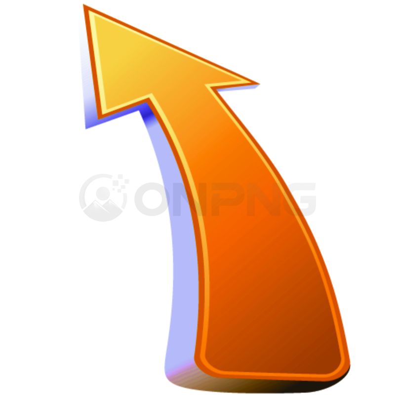3D Orange and Yellow Curved Upward Arrow PNG Transparent Background