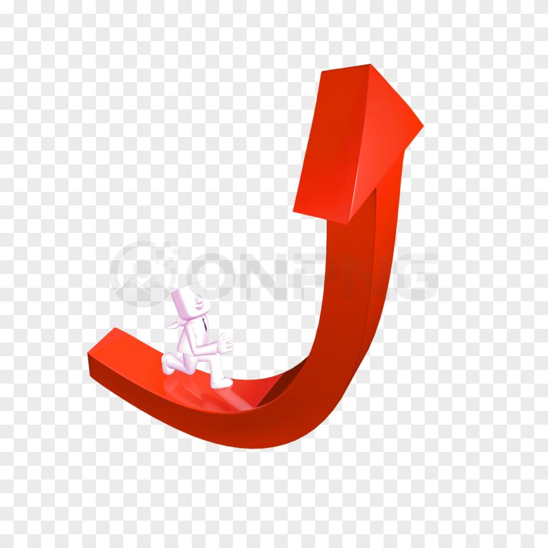 3D Red Upward Arrow Climbing Figure PNG