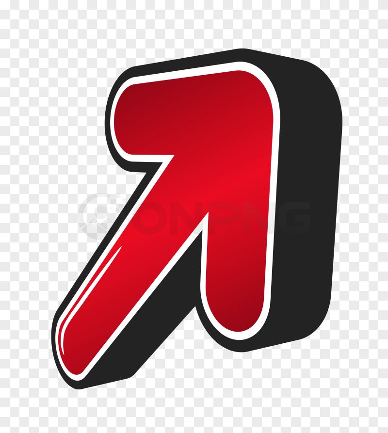 3D Red Upward Arrow Transparent Background