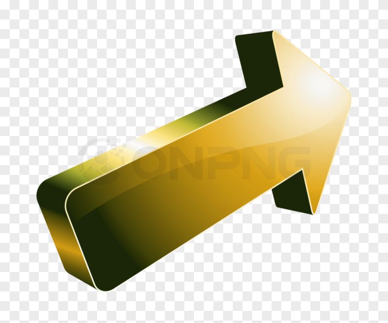 3D Thick Golden Upward Right Arrow PNG Transparent Background