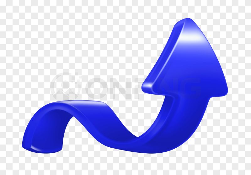 3D Wavy Blue Upward Arrow PNG Transparent Background