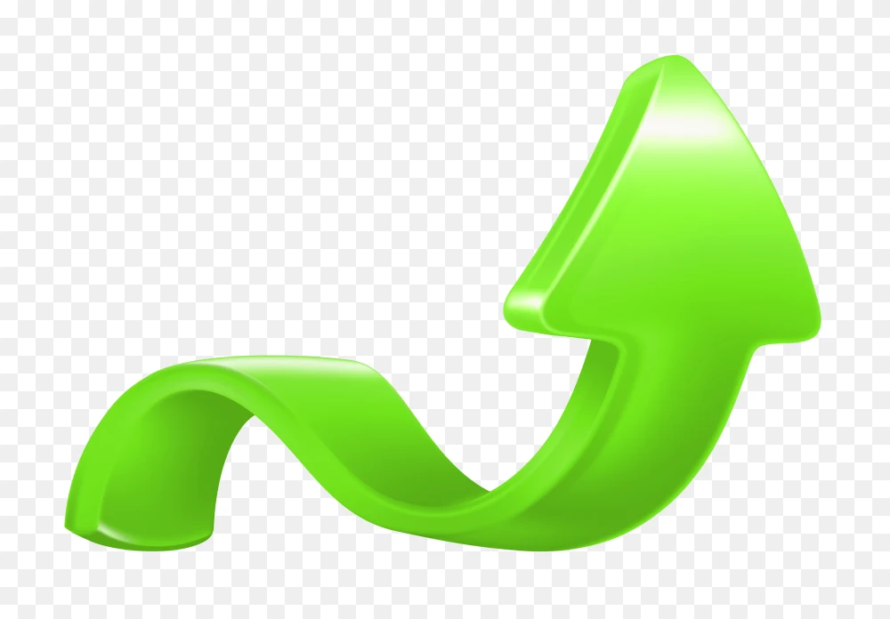 3D Wavy Green Upward Arrow PNG Transparent Background  Transparent Background