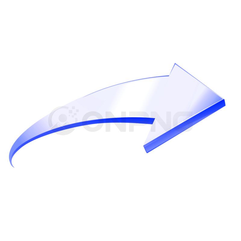 3D White and Blue Curved Right Arrow PNG