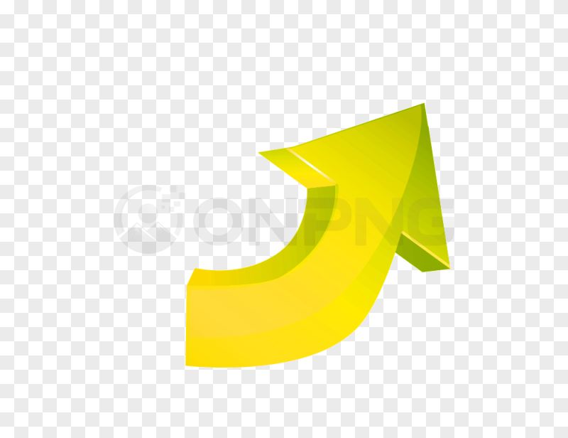 3D Yellow Green Upward Arrow PNG Transparent Background