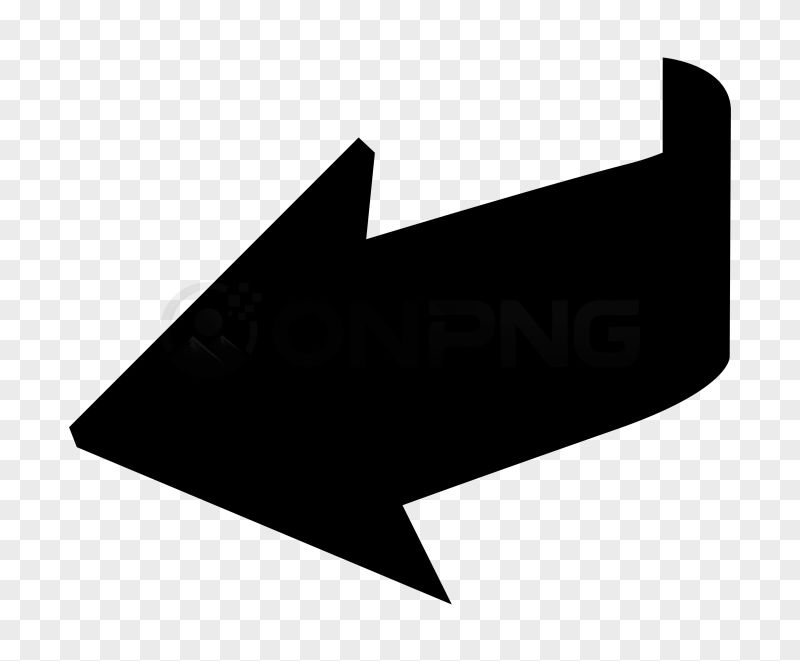Black Curved Left Arrow PNG Transparent Background