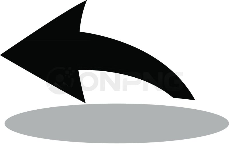 Black Curved Left Arrow with Shadow PNG