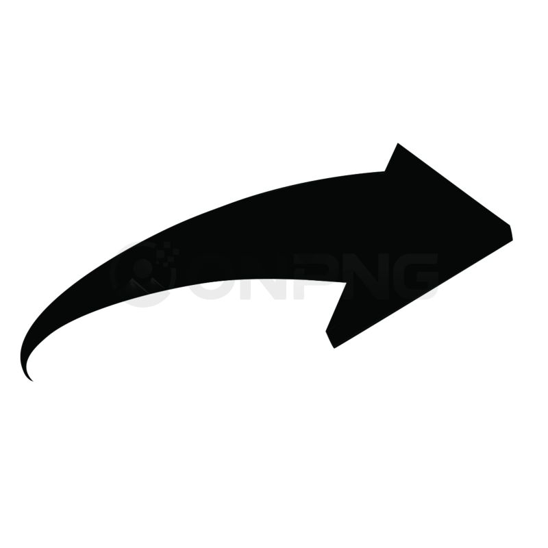 Black Curved Right Arrow PNG Transparent Background