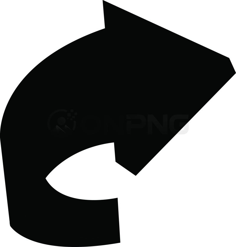 Black Curved Right Arrow PNG Transparent Background