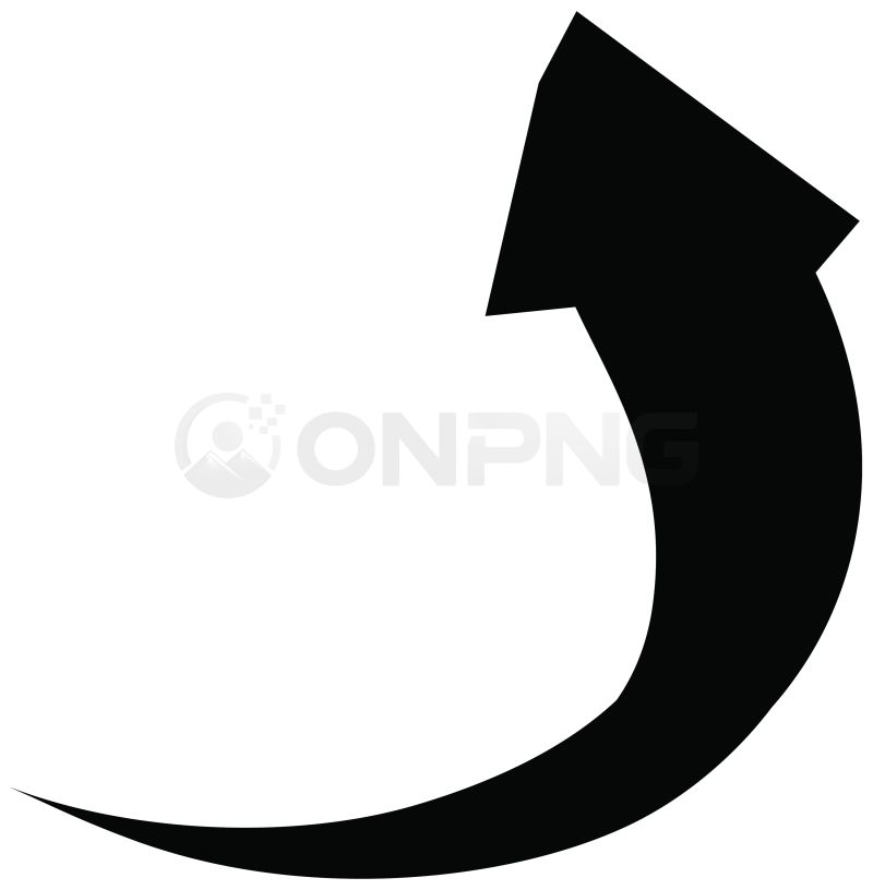 Black Curved Upward Right Arrow PNG Transparent Background