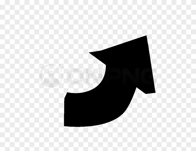 Black Curved Upward Right Arrow PNG Transparent Background