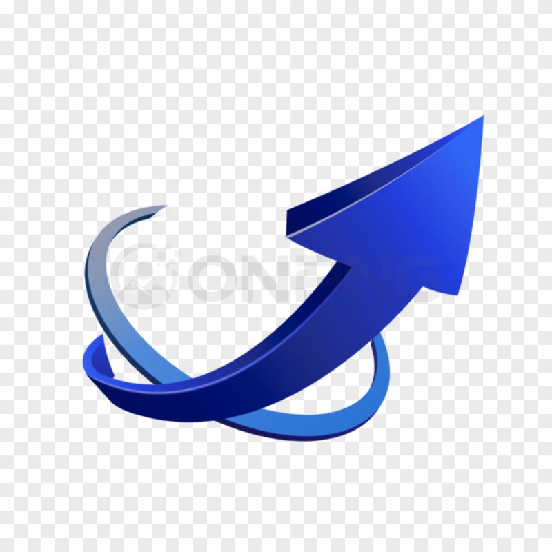 Blue Interlocking Swirling Upward Arrow PNG