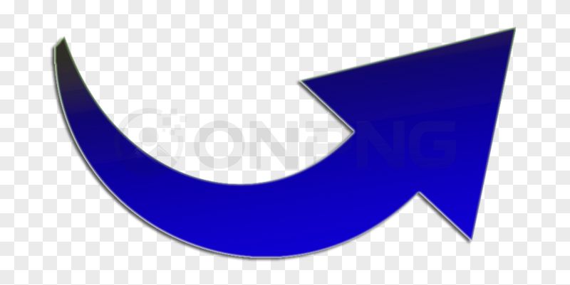 Curved Blue Upward Right Arrow PNG Transparent Background