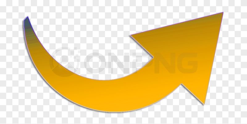 Curved Golden Yellow Upward Right Arrow PNG Transparent Background