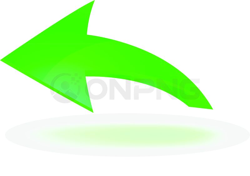 Curved Green Left Arrow PNG Transparent Background