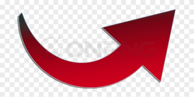 Curved Red Upward Right Arrow Transparent Background