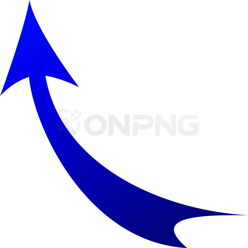 Flat Blue Curved Upward Arrow PNG