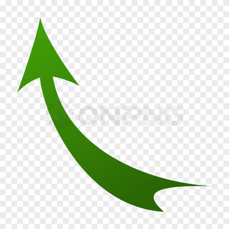 Flat Green Swoosh Upward Left Arrow Transparent Background