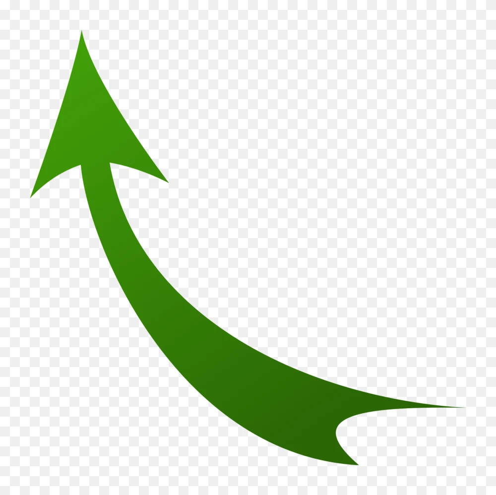 Flat Green Swoosh Upward Left Arrow Transparent Background PNG Transparent Background
