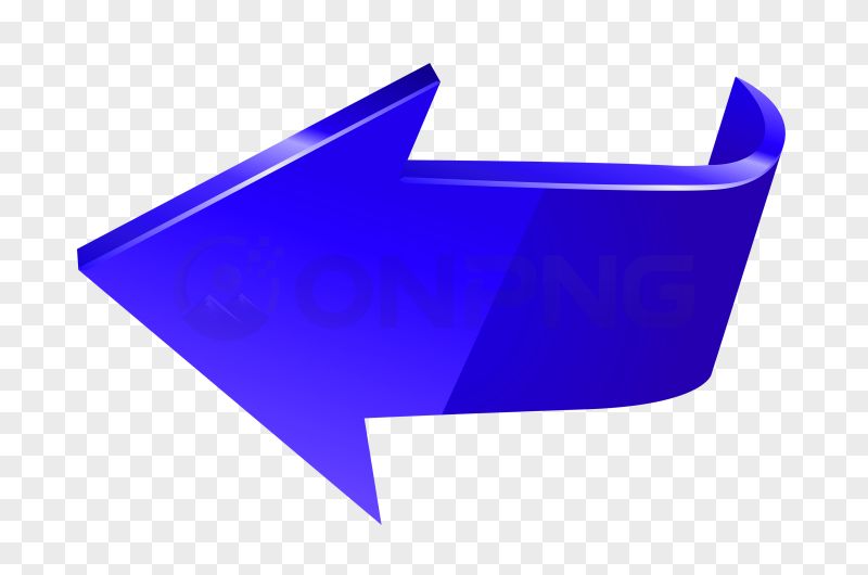 Glossy Blue Curved Left Arrow PNG