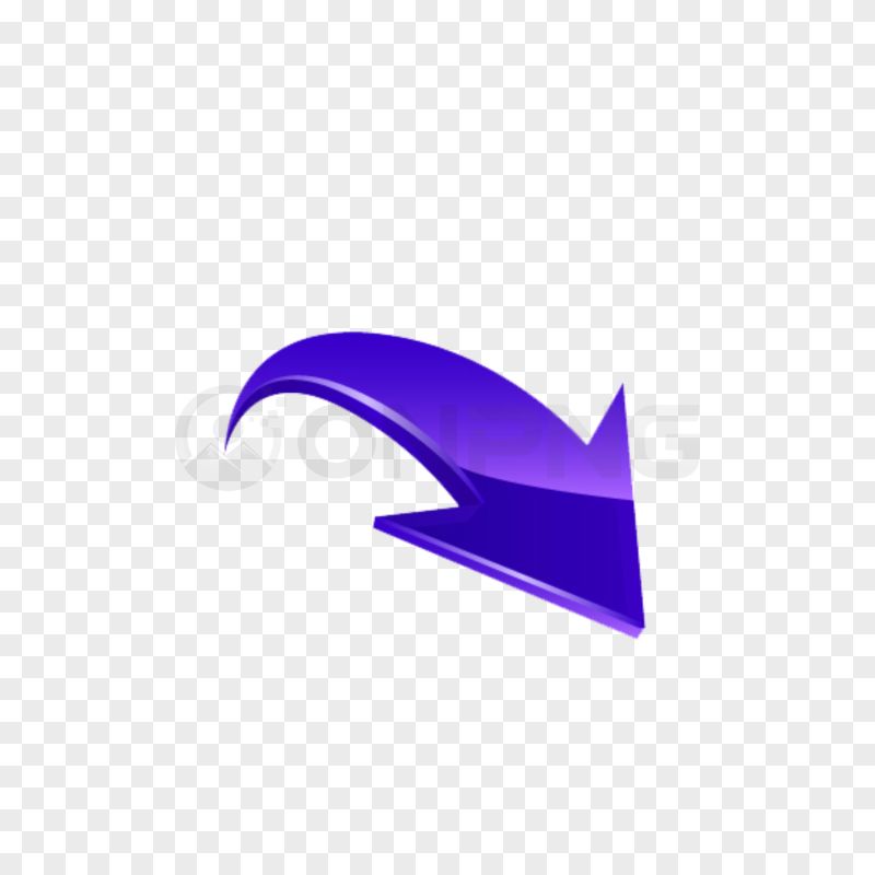 Glossy Curved Downward Right Arrow PNG Transparent Background
