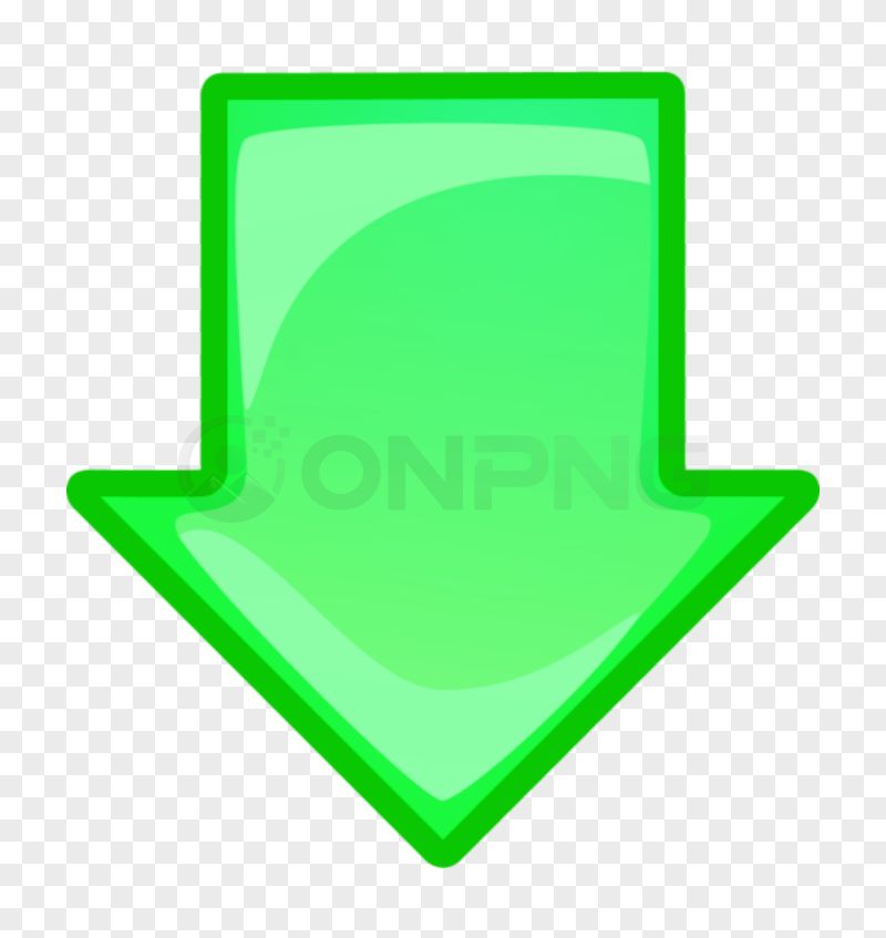 Glossy Light Green Downward Arrow Transparent Background