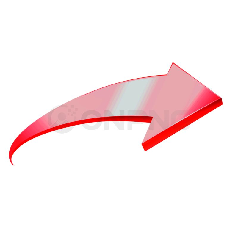 Glossy Pinkish-Red Curved Right Arrow Transparent Background