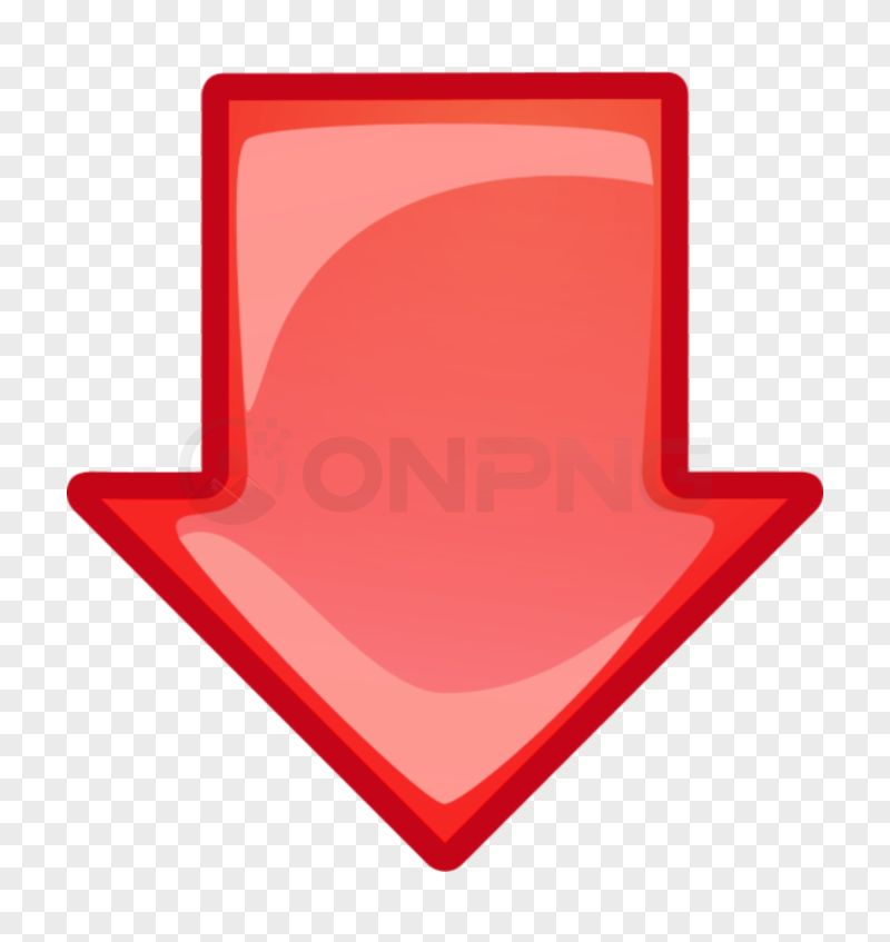 Glossy Red Downward Arrow Transparent Background